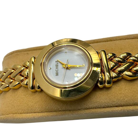 Michele 72-202-G Interchangeable 5-Bezel Watch Set Gold Bracelet and Straps - Picture 9 of 16